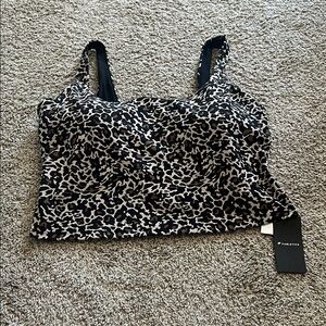 Fabletics Black and White Leopard Print Tank Top